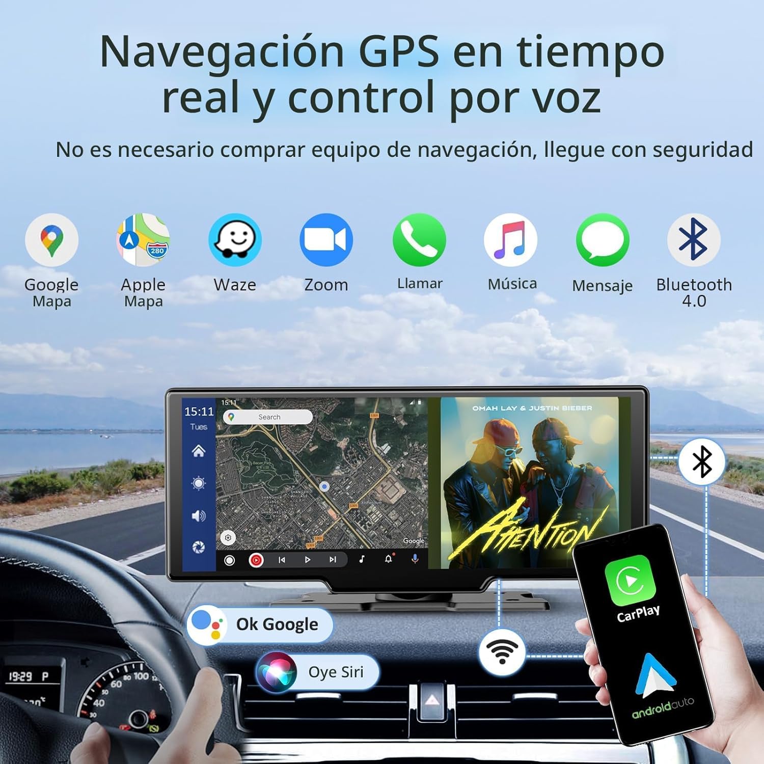 Pantalla Carplay portátil inalámbrica l 10.26 pulgadas