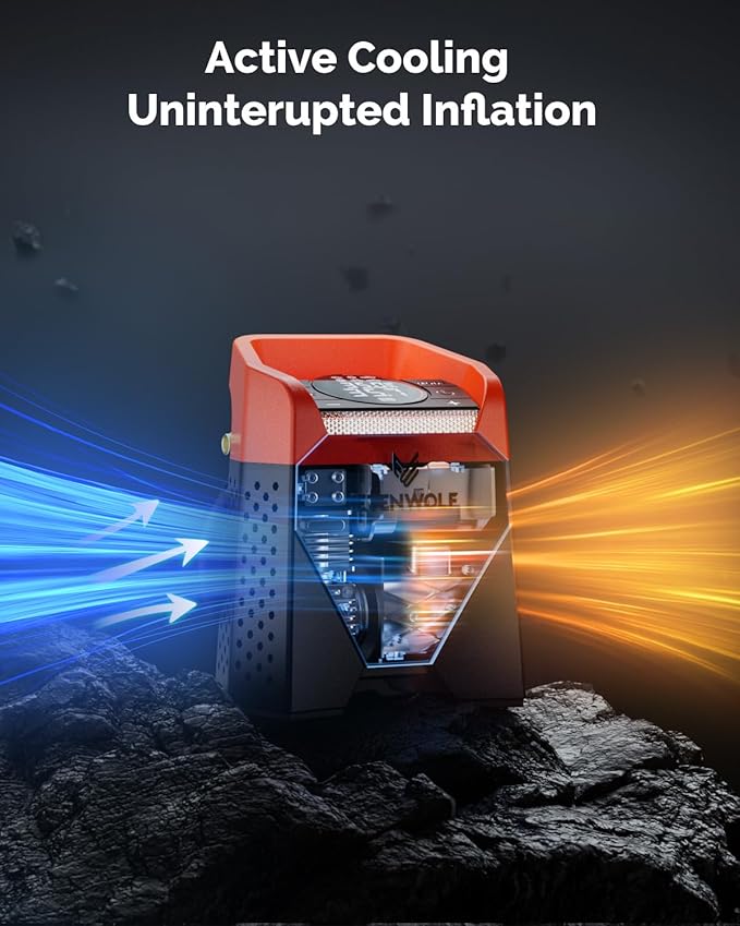 Inflador de neumáticos portátil de alta resistencia, bomba de aire inalambrica con luz LED