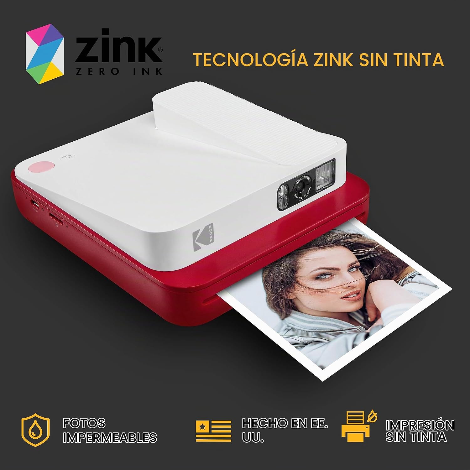 Zink KODAK Smile - Cámara instantánea digital clásica Zink de 3.5 x 4.25"