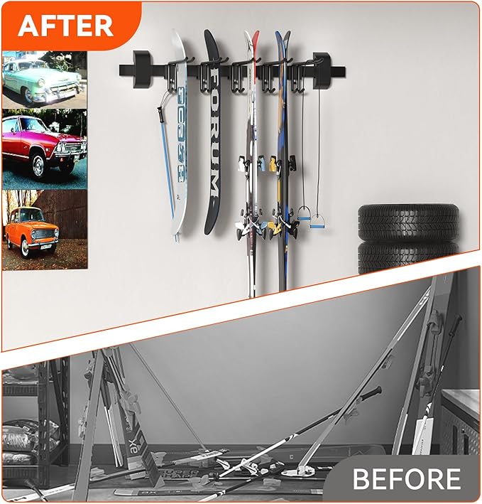 Estante de pared de esquí y snowboard