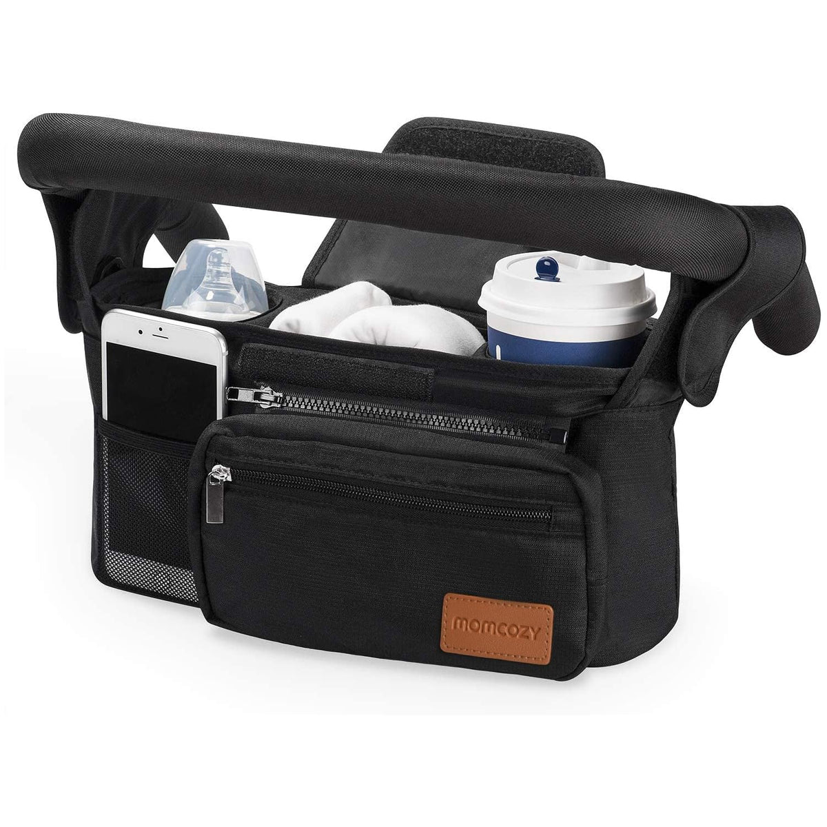 Momcozy - Organizador universal para cochecito con portavasos aislado, bolsa desmontable para teléfono y correa para el hombro, se adapta a cochecitos como Uppababy, Baby Jogger, Britax, BOB, Umbrella
