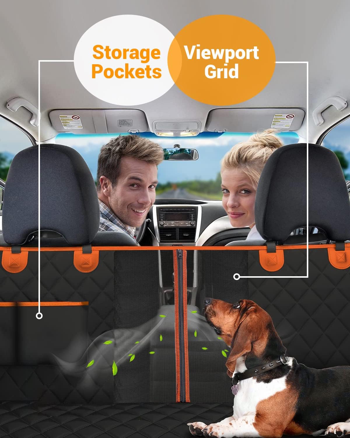 Funda de asiento de coche para perro, hamaca para asiento trasero de  automóvil con ventana de malla, resistente al agua 600D tela Oxford para  asiento