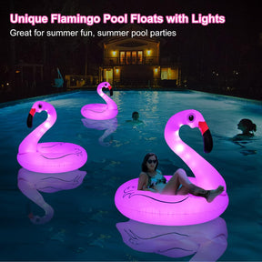 Flotador inflable de piscina con luz | Flamenco