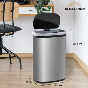 Bote de basura (50 litros) para cocina, baño, dormitorio, hogar, oficina, automática, sin tacto