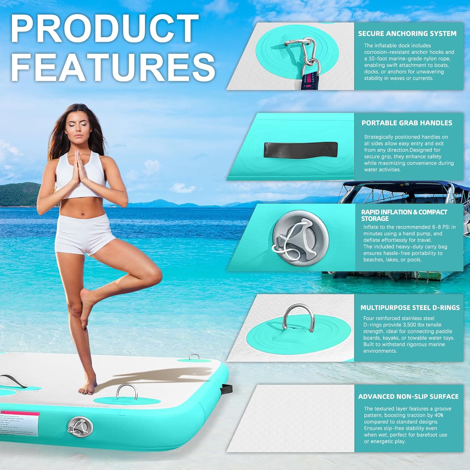 Muelle flotante inflable 152 x 182 cm