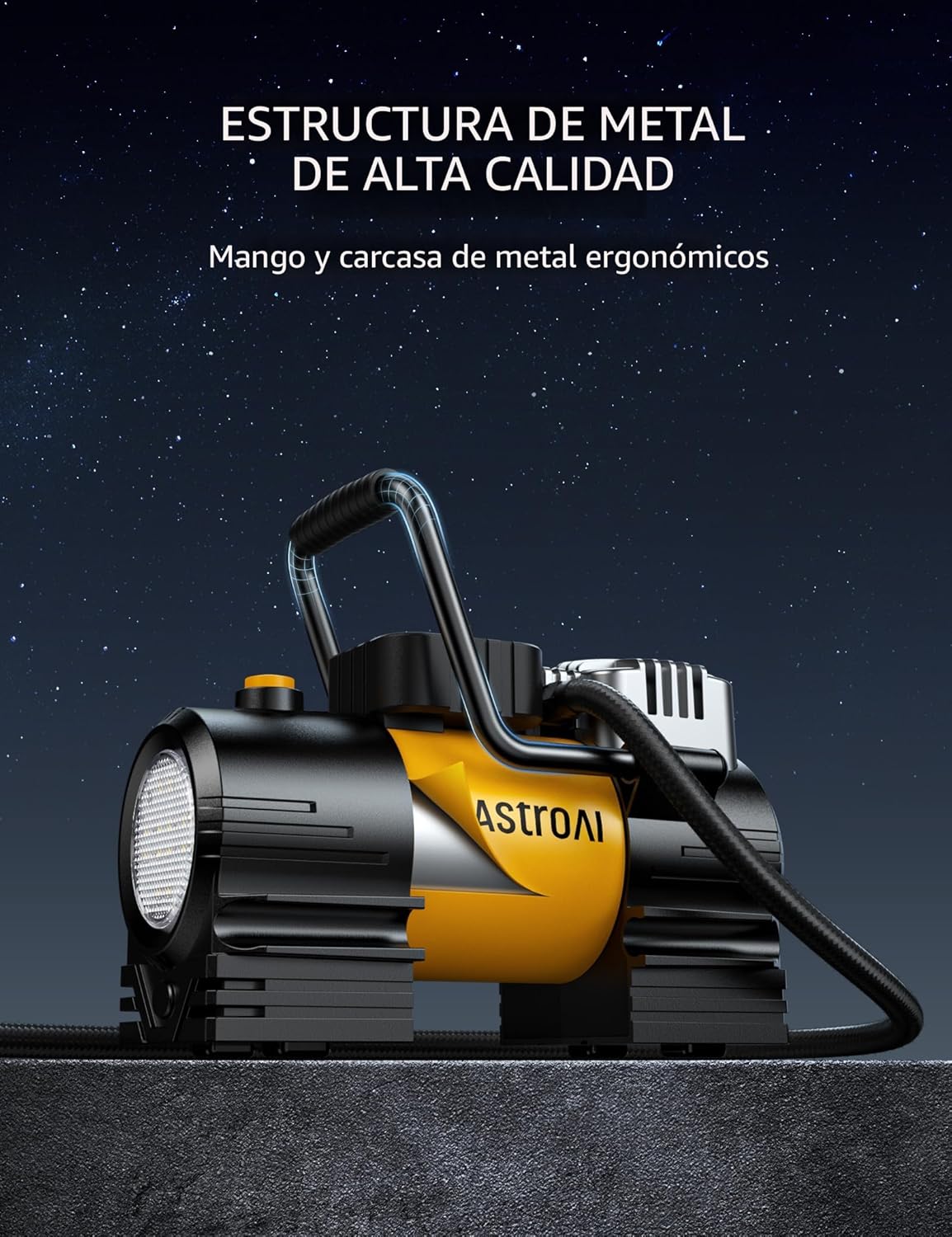 Compresor de aire portátil con bomba de aire digital , con 12 luces LED l 12 V CC