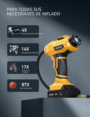 Inflador inalámbrico de neumáticos de auto y moto l 20 V CC