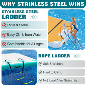 Muelle flotante inflable plataforma antideslizante 370 x 190 cm