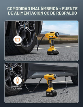 Inflador inalámbrico de neumáticos de auto y moto l 20 V CC