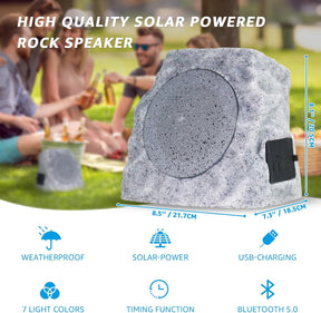 Paquete de 2 altavoces de roca con energía solar para exteriores