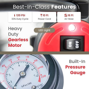 Compresor portátil y paquete medidor de presión de neumáticos digital