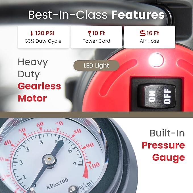 Compresor portátil y paquete medidor de presión de neumáticos digital