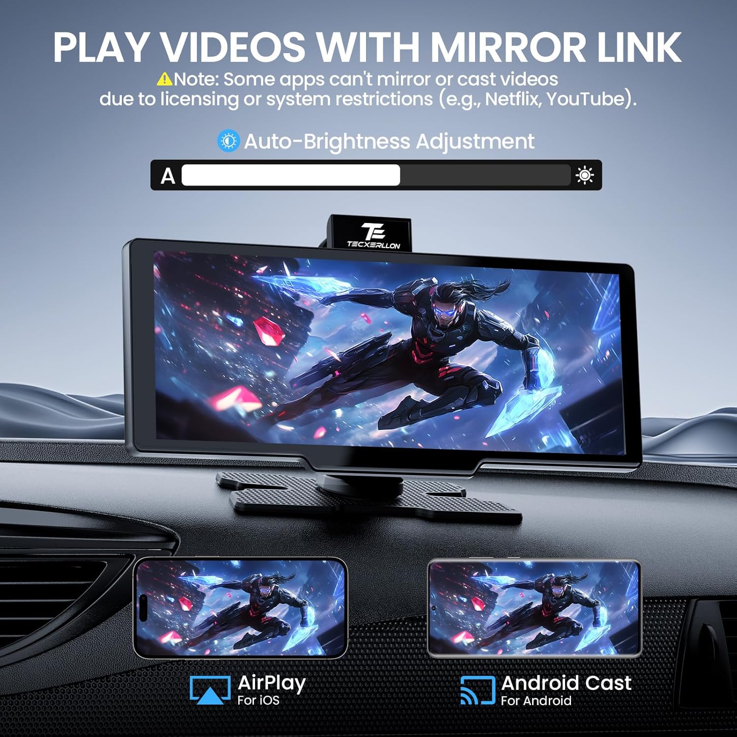 Pantalla Carplay inalámbrica con cámara de tablero y cámara de respaldo l 10.26 pulgadas