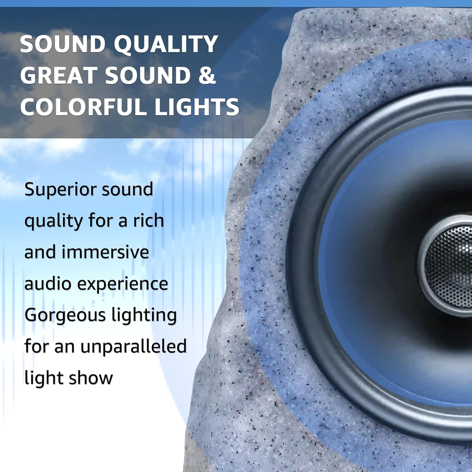 Paquete de 2 altavoces de roca con energía solar para exteriores