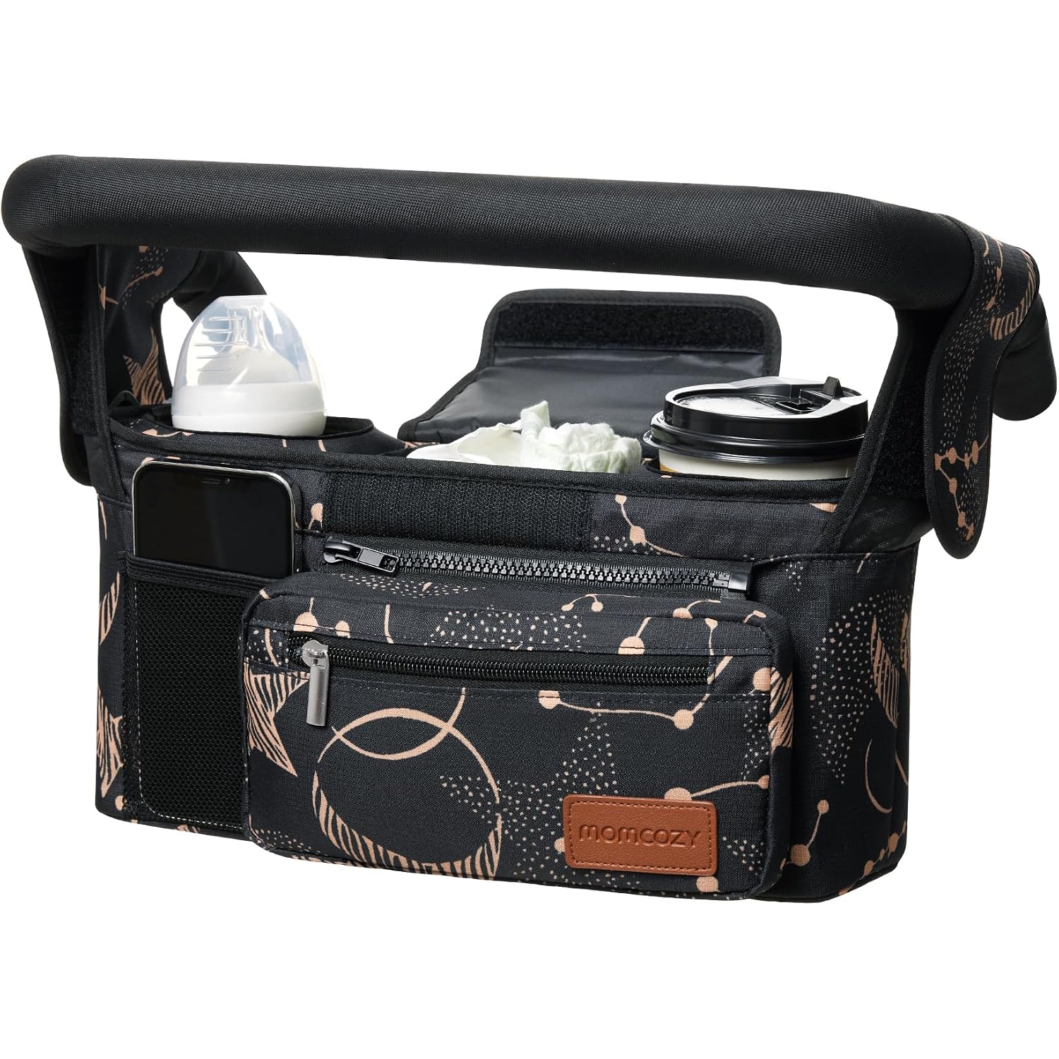 Momcozy - Organizador universal para cochecito con portavasos aislado, bolsa desmontable para teléfono y correa para el hombro, se adapta a cochecitos como Uppababy, Baby Jogger, Britax, BOB, Umbrella