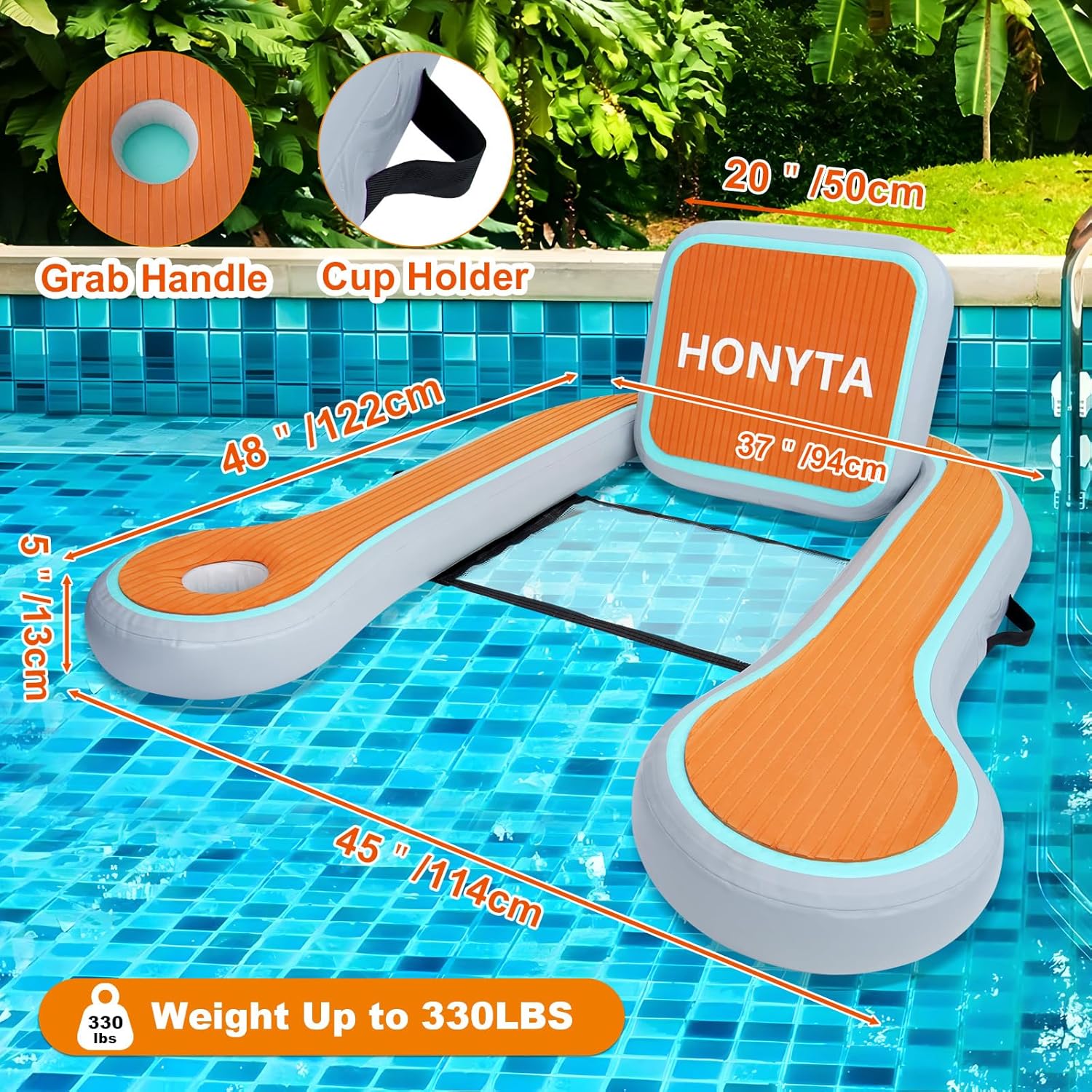 Silla flotante inflable para adultos con soporte para tazas