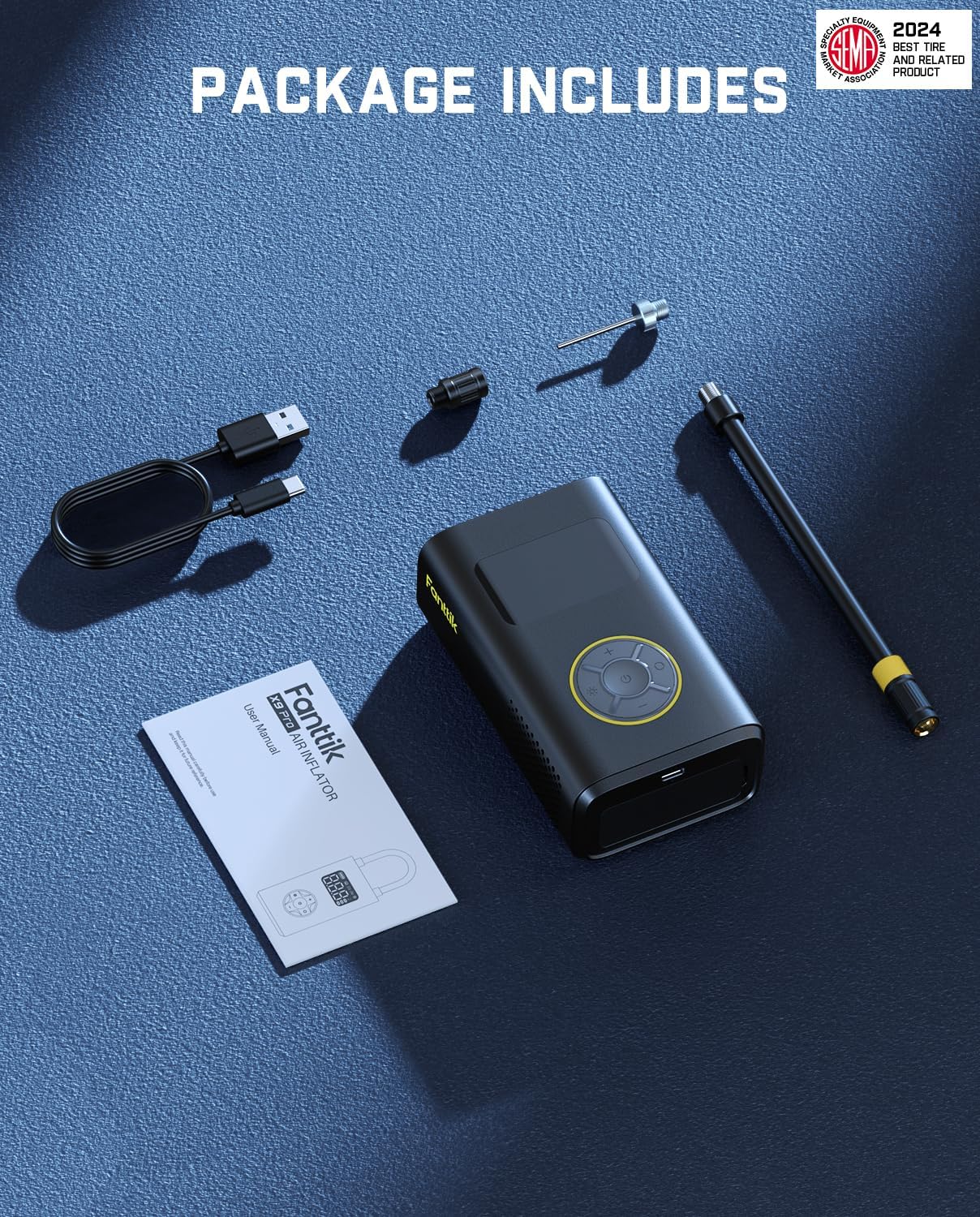 Inflador de neumáticos portátil compacto con medidor digital de presión