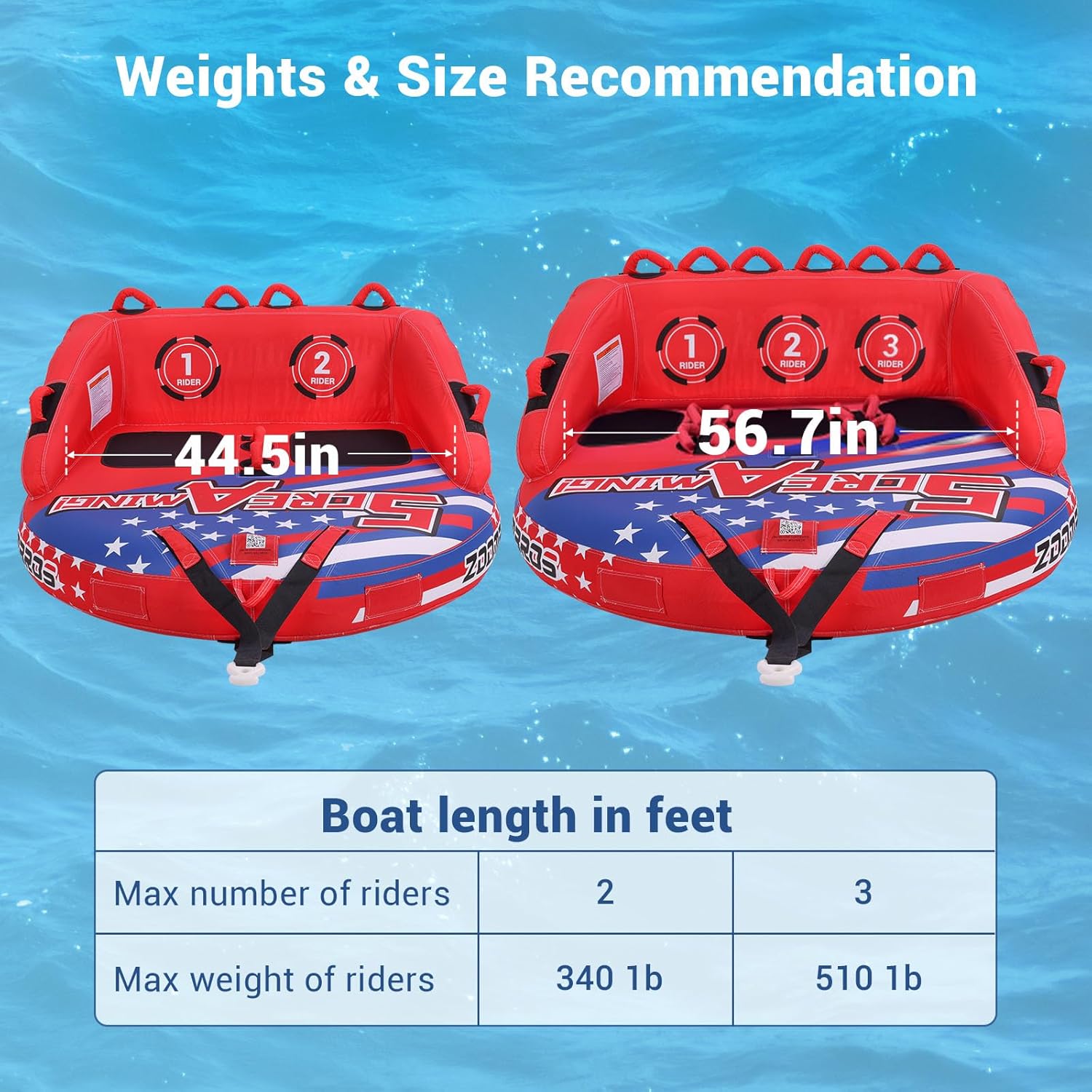 Remolcable acuatico para 2-3 personas con funda de nailon de alta calidad