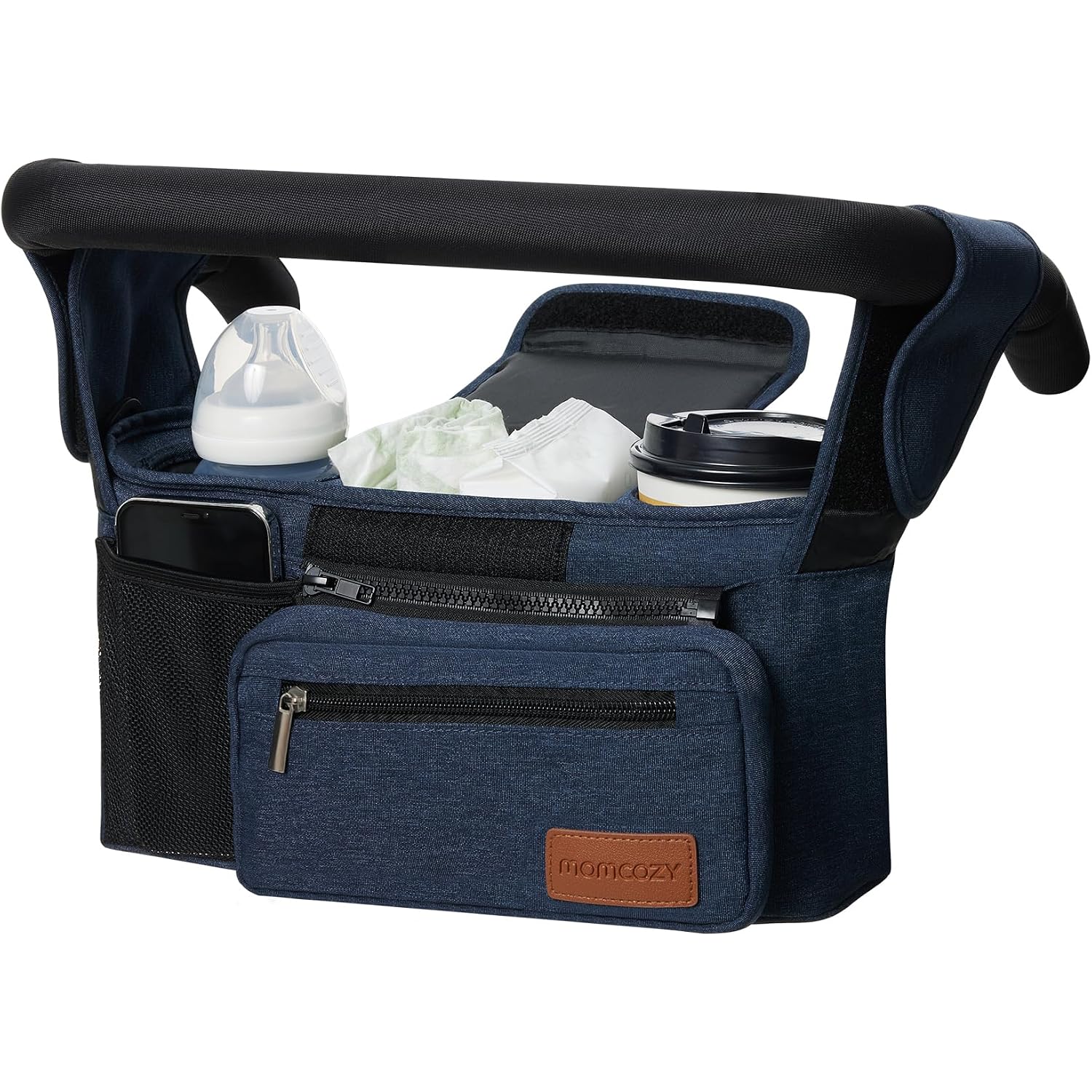 Momcozy - Organizador universal para cochecito con portavasos aislado, bolsa desmontable para teléfono y correa para el hombro, se adapta a cochecitos como Uppababy, Baby Jogger, Britax, BOB, Umbrella