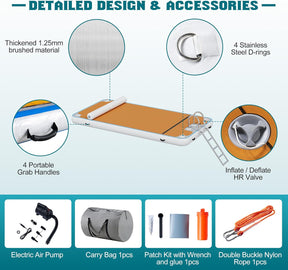 Muelle flotante inflable plataforma antideslizante 370 x 190 cm