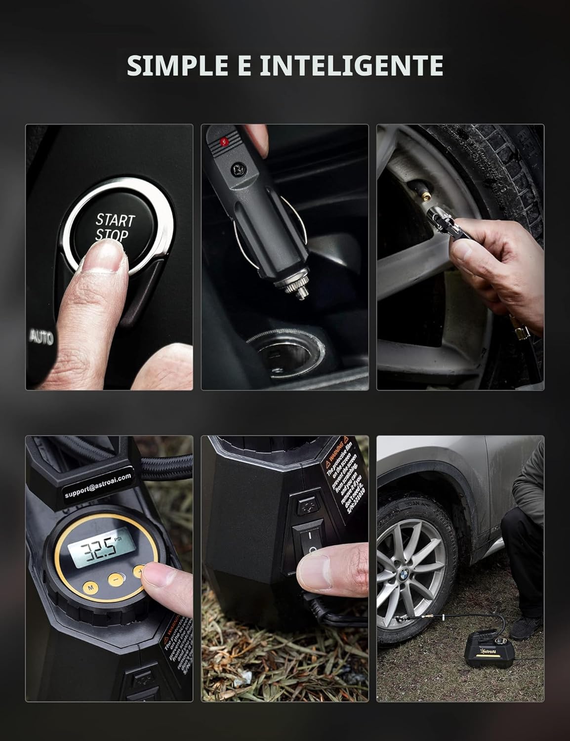 Compresor de aire portátil para neumáticos de auto l 12 V CC