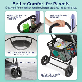 Coche ligero carriola con sistema de seguridad Kolcraft Nube Plus