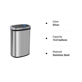 Bote de basura (50 litros) para cocina, baño, dormitorio, hogar, oficina, automática, sin tacto