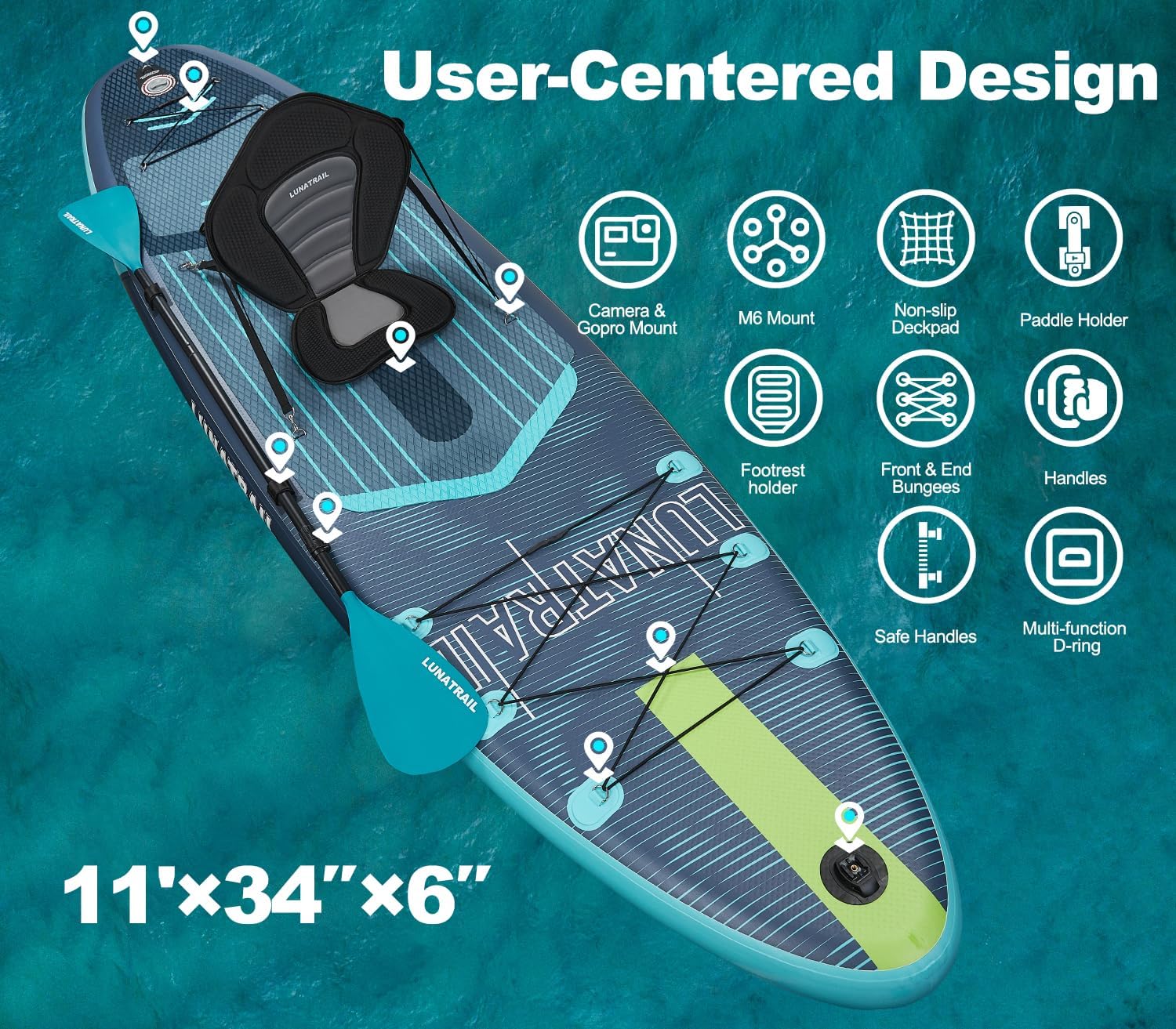 Tabla de remo inflable 335 x 85 cm