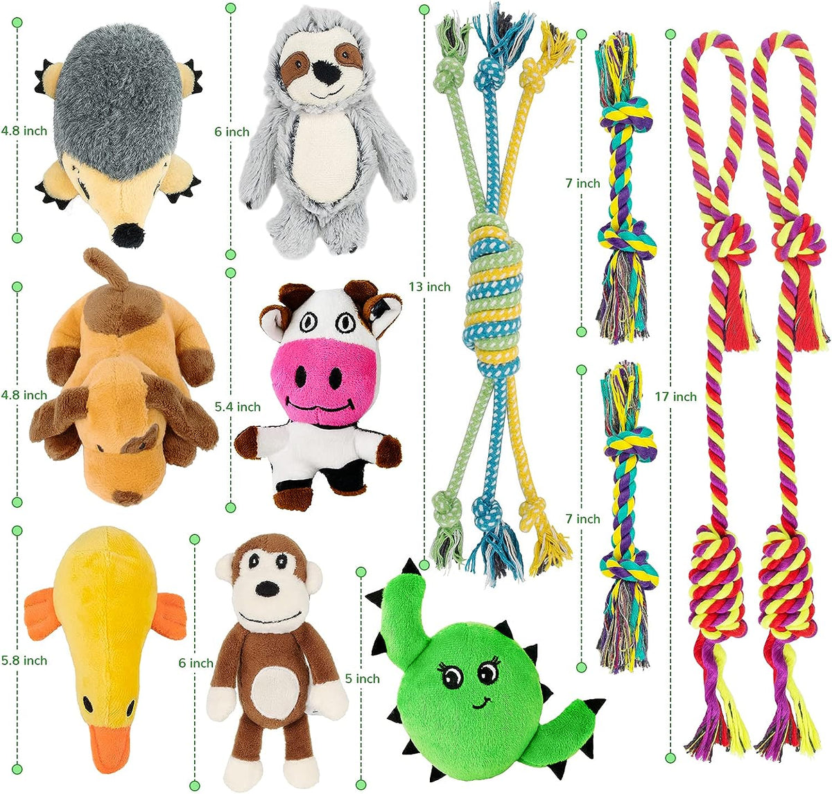 Paquete de 12 juguetes de peluche algodón para tu mascota