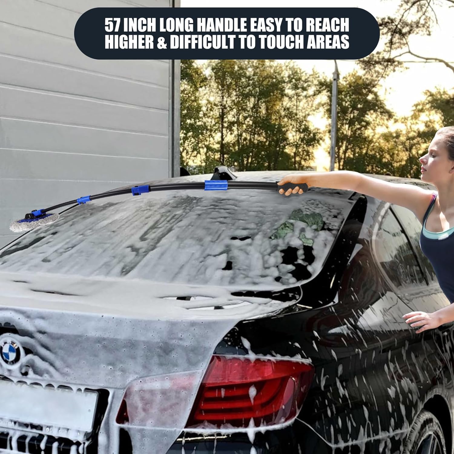 Cepillo de lavado de autos con mango largo
