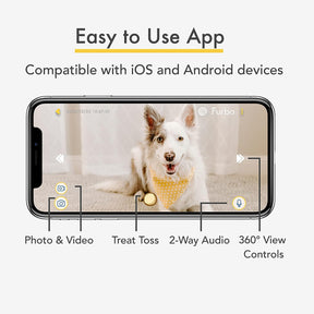 Cámara giratoria de visión de 360° para mascotas con lanzamiento de golosinas