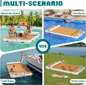 Muelle flotante inflable plataforma antideslizante 370 x 190 cm