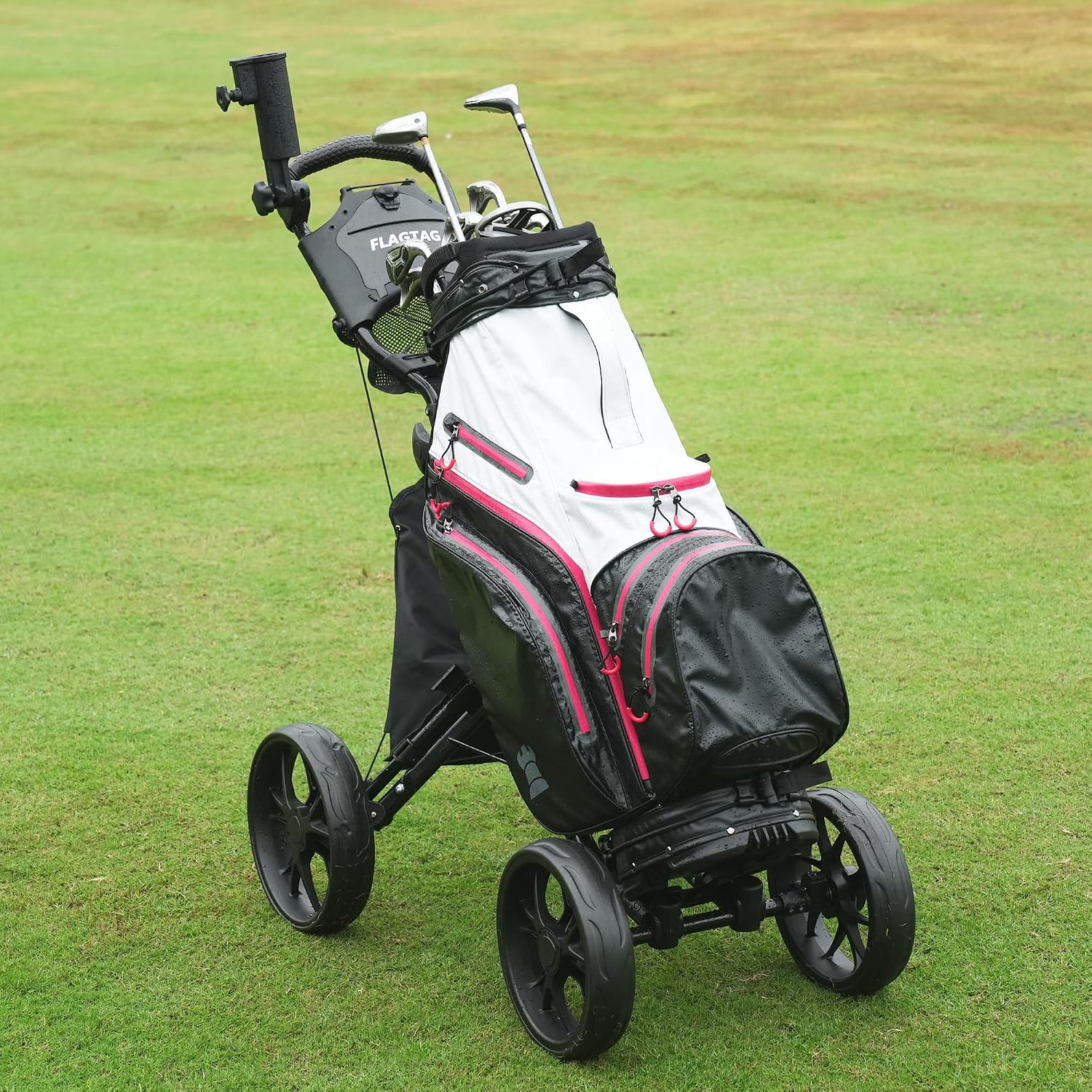 Carrito de golf de empuje de 4 ruedas plegable