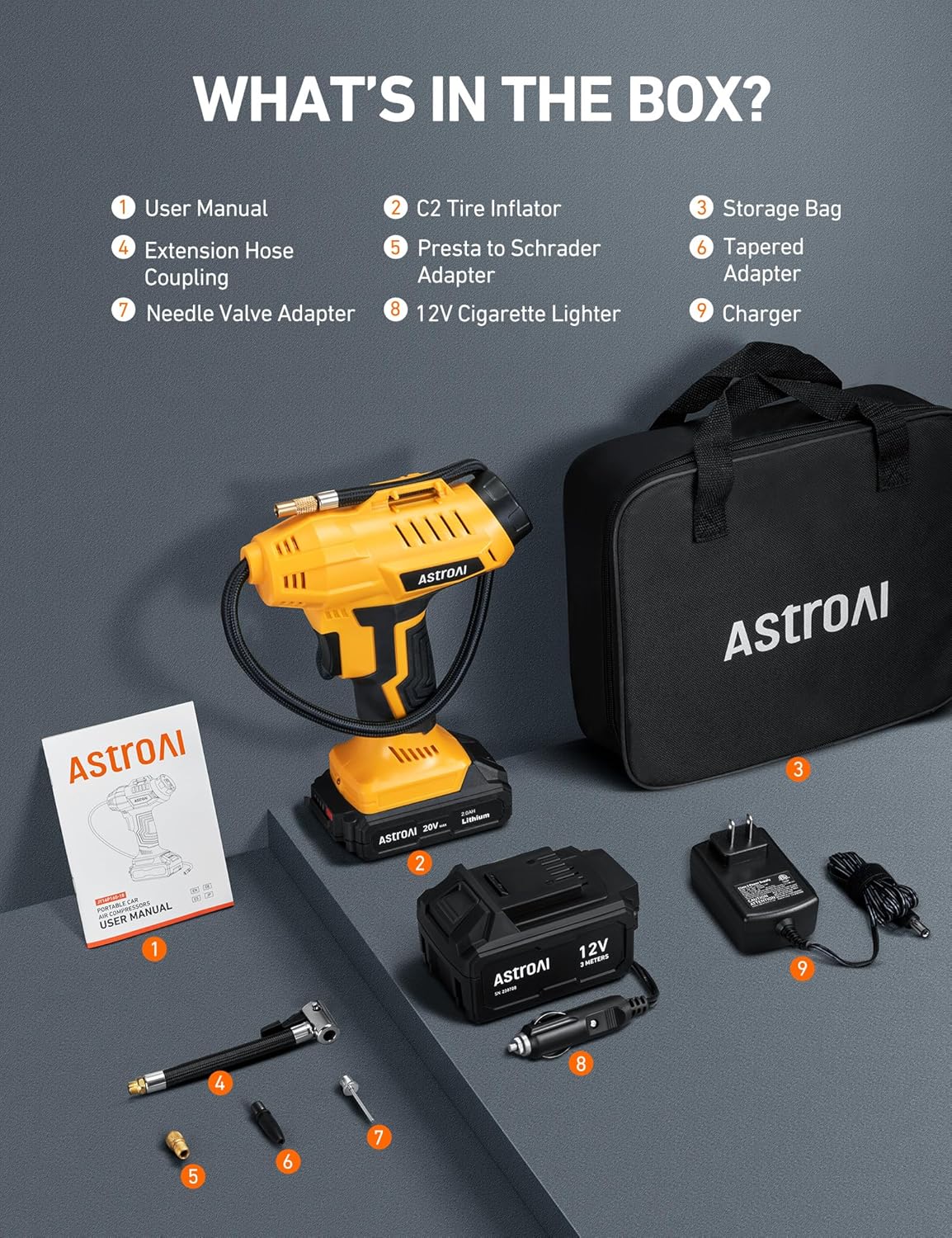 Inflador inalámbrico de neumáticos de auto y moto l 20 V CC