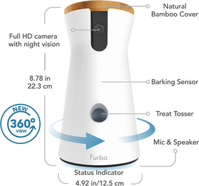 Cámara giratoria de visión de 360° para mascotas con lanzamiento de golosinas