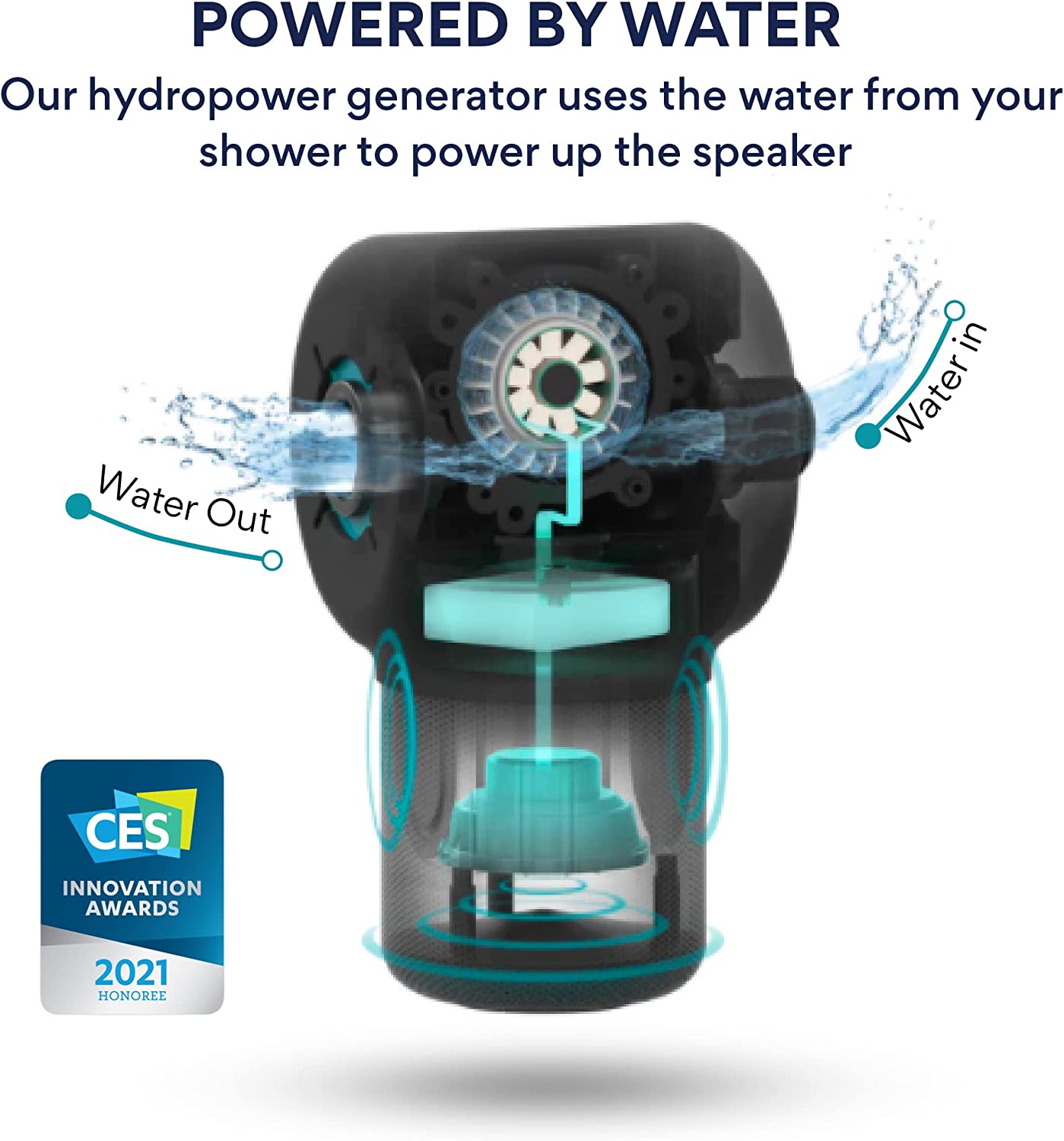 Parlante de ducha Bluetooth hidroelectrica impermeable Ampere
