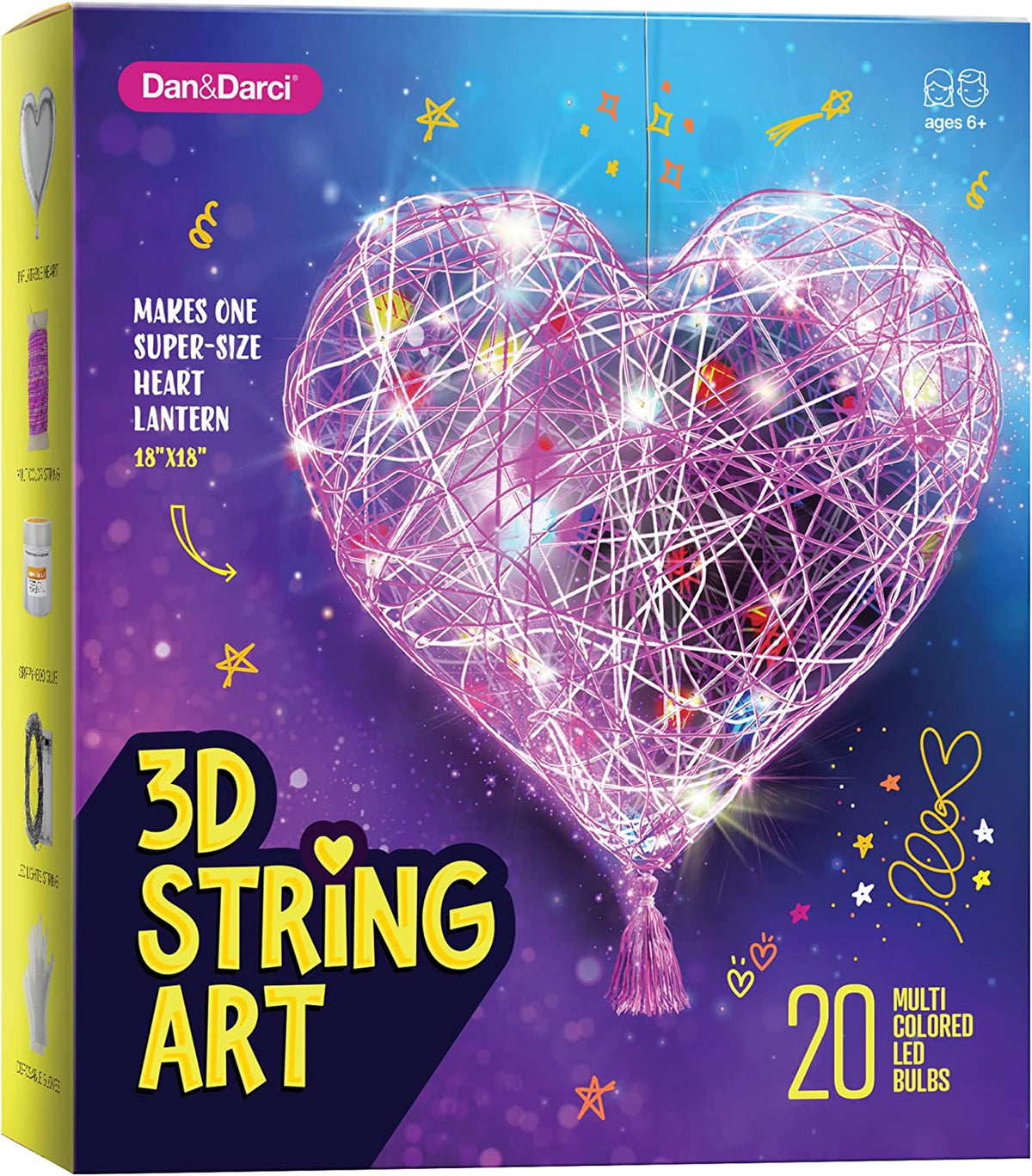 Kit de arte lámpara corazón 3D para niños Dan & Darci