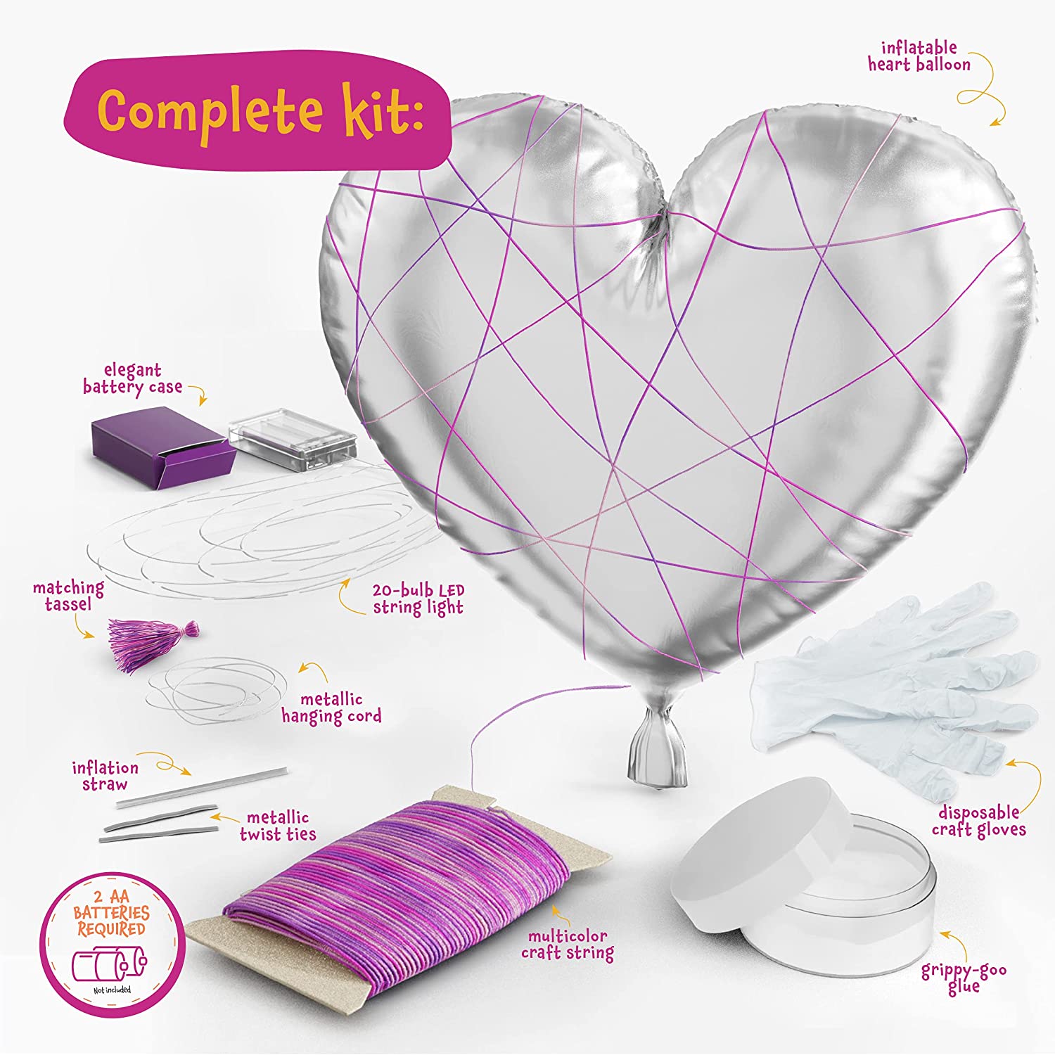 Kit de arte lámpara corazón 3D para niños Dan & Darci