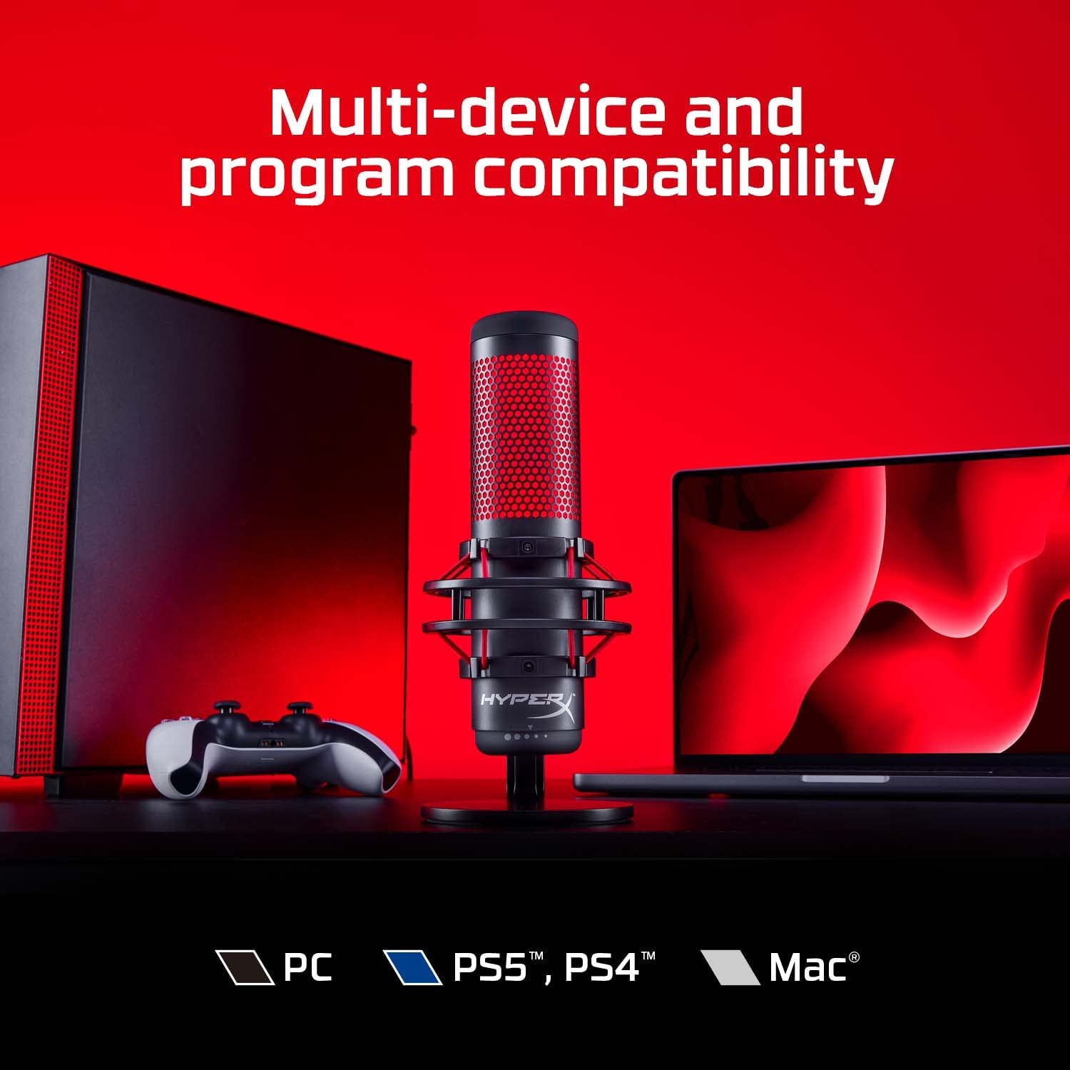 Micrófono condensador USB para PC, PS4, PS5 y Mac - HyperX QuadCast