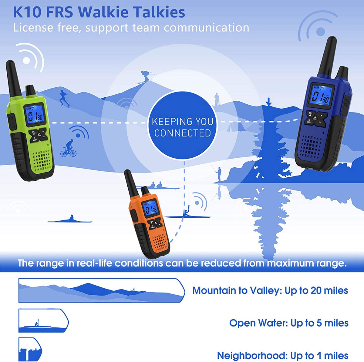 Set de 4 Walkie Talkies de Largo Alcance Noaa