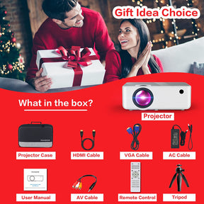 Proyector HD de 1080P Wifi | Bluetooth | 230 pulgadas con trípode