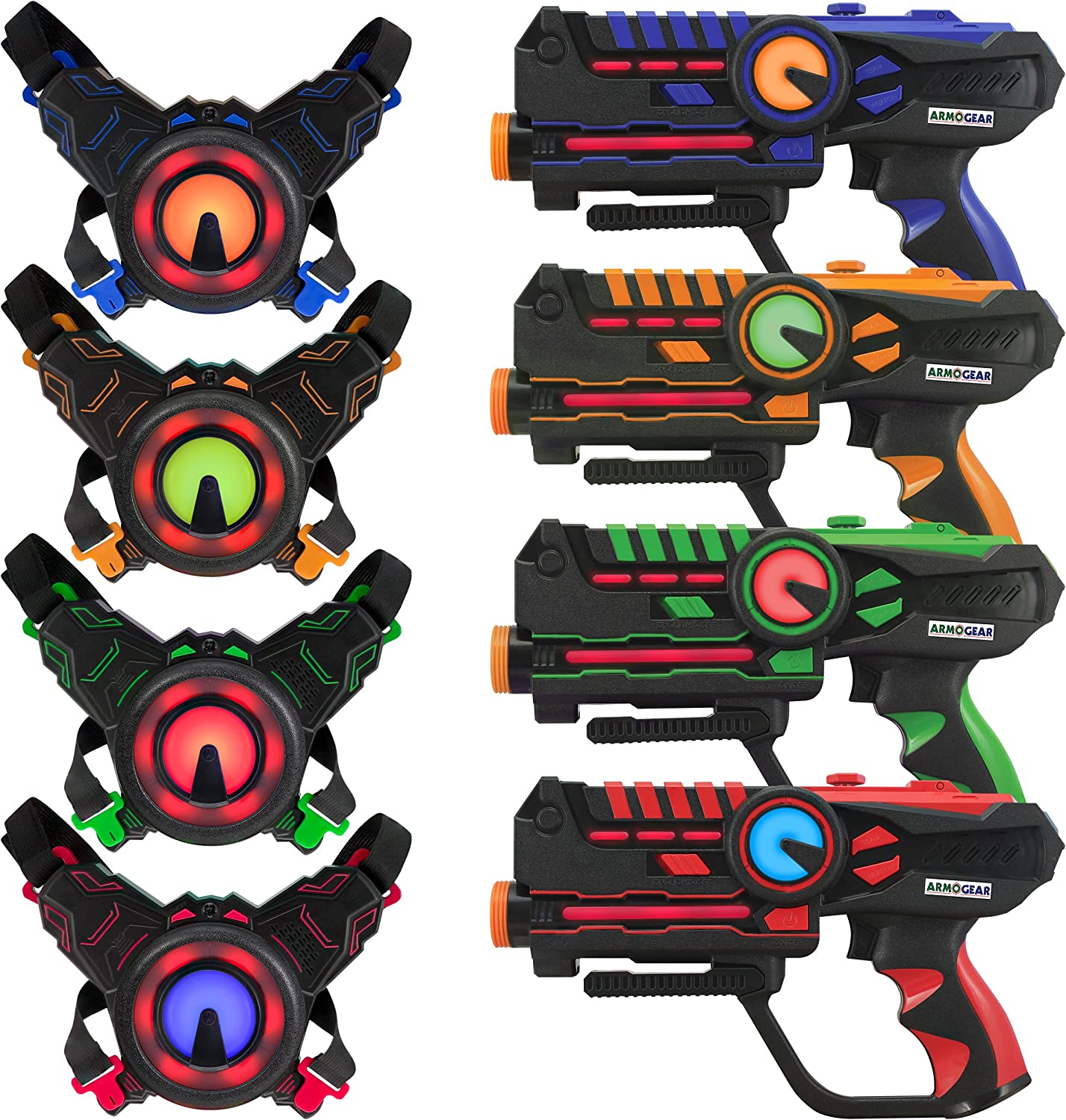 Pistolas de combate láser con juego de 4 chalecos ArmoGear