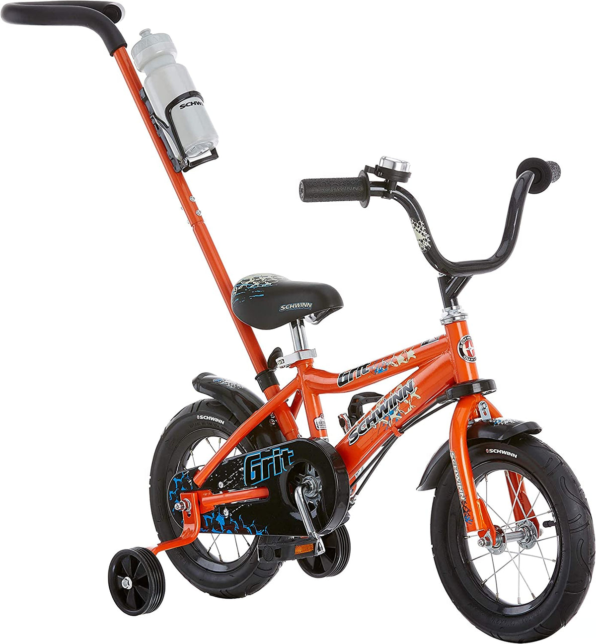 Bicicleta para niños principiantes con mango de dirección, ruedas de entrenamiento desmontables Schwinn