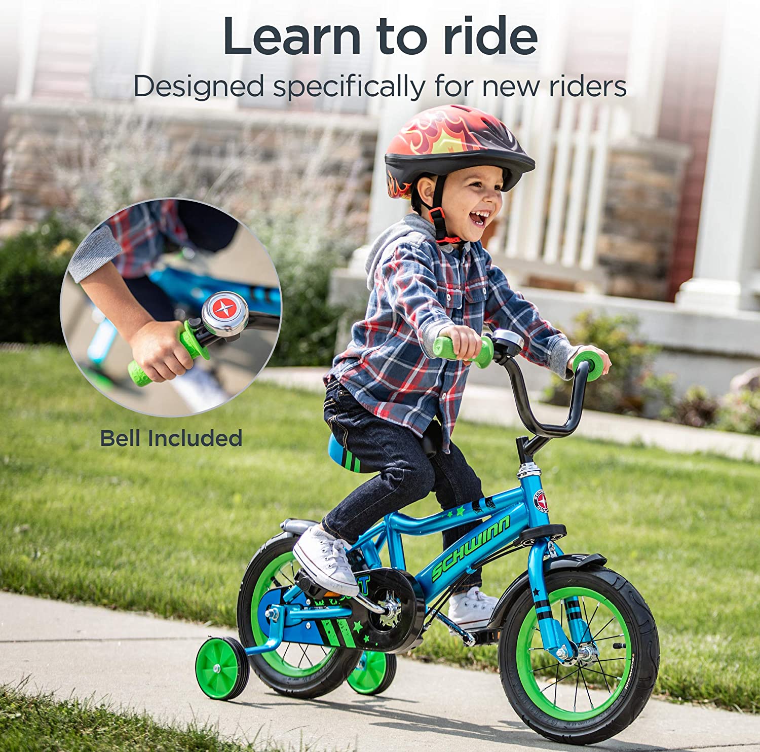 Bicicleta para niños principiantes con mango de dirección