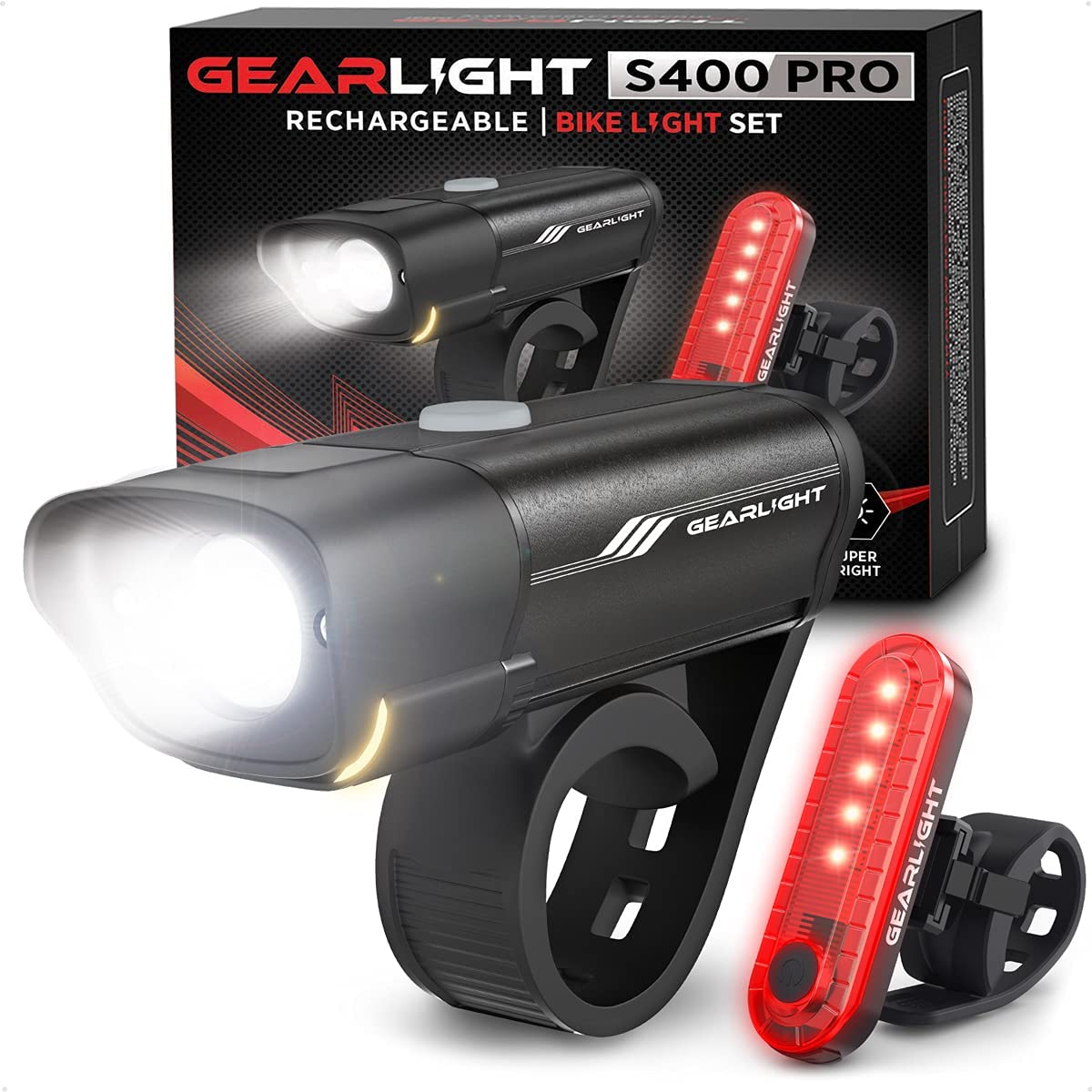 Juego de luces recargables para bicicleta S400 GearLight