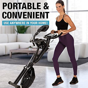 Bicicleta de ejercicio plegable con 10 niveles de resistencia magnética ajustable