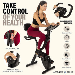 Bicicleta de ejercicio plegable con 10 niveles de resistencia magnética ajustable
