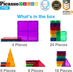 Juego de 60 piezas de construcción transparente 3D