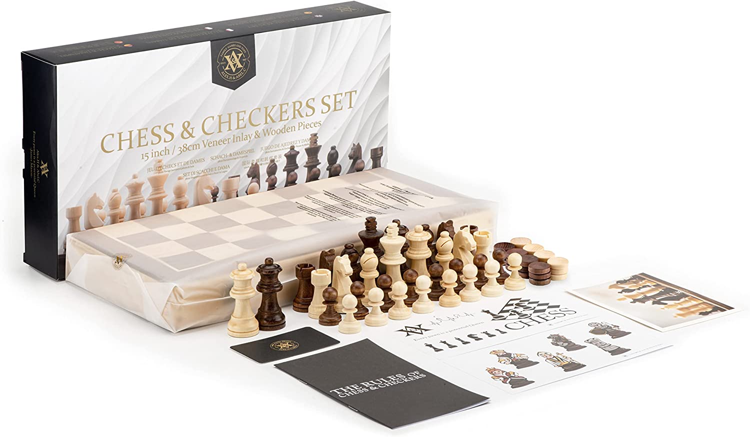 Juego de ajedrez y damas de madera plegable A&A