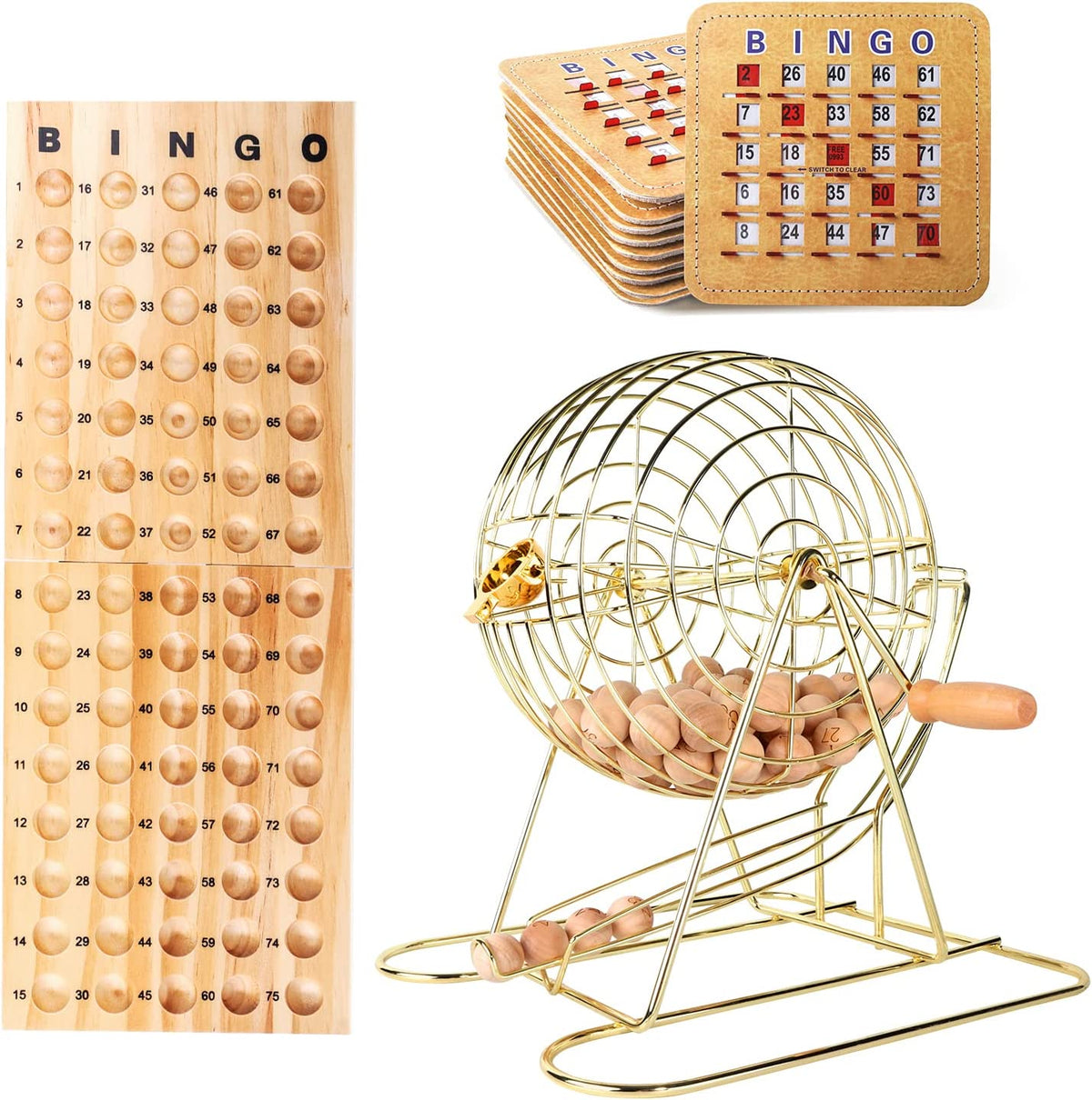 Juego de bingo con jaula,bolas y tabla maestra de plástico.